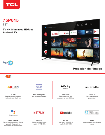 Product information | TCL 75P615 Android TV TV LED Product fiche | Fixfr