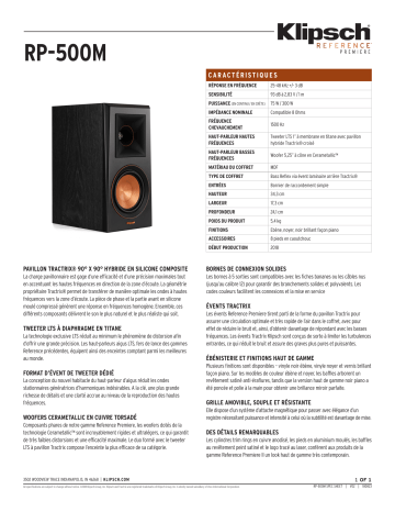 Product information | Klipsch RP-500 M Walnut Vinyl x2 Enceinte bibliothèque Product fiche | Fixfr