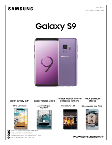 Product information | Samsung Galaxy S9 violet Smartphone Product fiche | Fixfr
