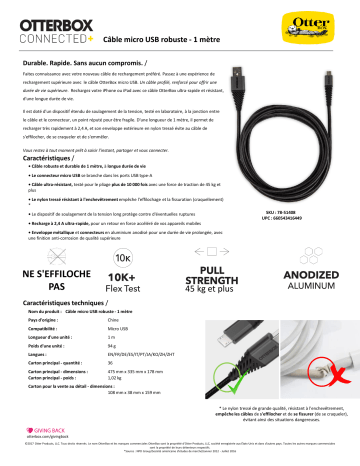 Product information | Otterbox 1M Noir Câble micro USB Manuel utilisateur | Fixfr