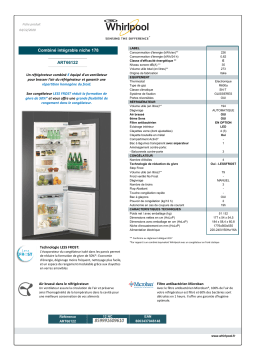 Whirlpool ART66122 Réfrigérateur combiné encastrable Product fiche