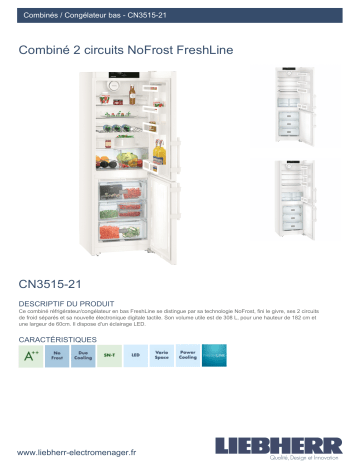 Product information | Liebherr CN3515-21 Réfrigérateur combiné Product fiche | Fixfr