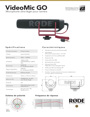 Product information | Rode VideoMic Go Micro Product fiche | Fixfr