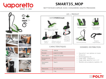 Product information | Polti VAPORETTO SMART 35 MOP Nettoyeur vapeur Product fiche | Fixfr