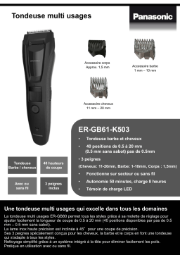 Panasonic ER-GB61-K503 Tondeuse multifonction Product fiche