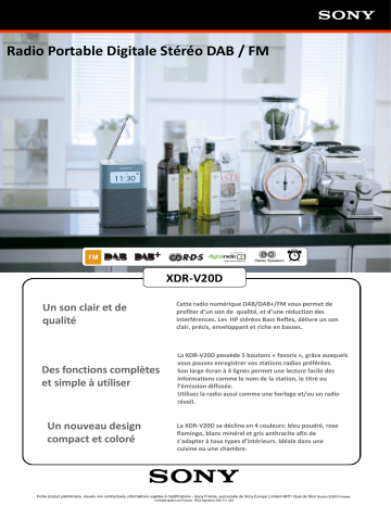 Product information | Sony XDRV20DH.EU8 Radio numérique Product fiche | Fixfr