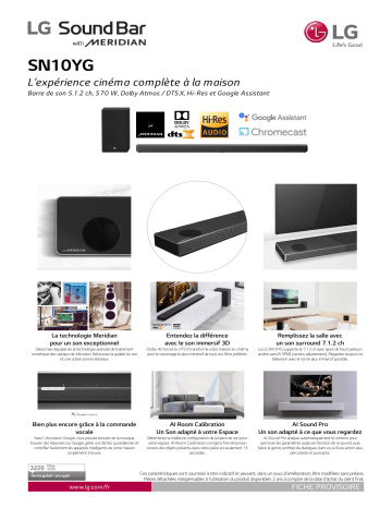 Product information | LG SN10YG Barre de son Product fiche | Fixfr