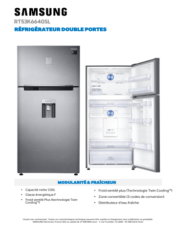 Product information | Samsung RT53K6640SL/EF Réfrigérateur 2 portes Product fiche | Fixfr