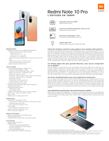 Product information | Xiaomi Redmi Note 10 Pro Gris Smartphone Product fiche | Fixfr