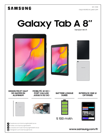 Product information | Samsung Galaxy Tab A 8'' Noire Tablette Android Product fiche | Fixfr