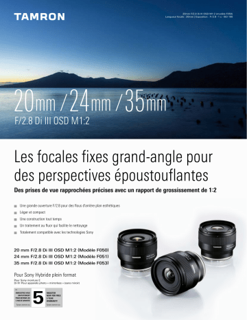 Product information | Tamron 24mm F2.8 DI III OSD Sony FE Objectif pour Hybride Plein Format Product fiche | Fixfr