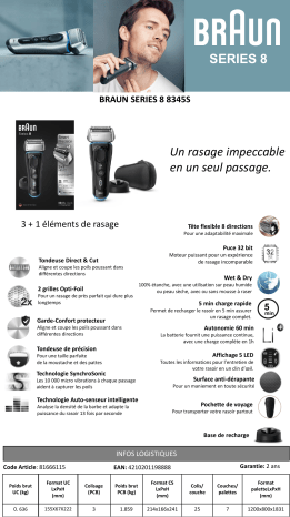 Product information | Braun SERIES 8 8345s Rasoir électrique Product fiche | Fixfr