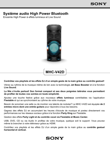 Product information | Sony MHCV42D Enceinte sono Product fiche | Fixfr