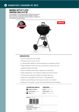 Weber Original Kettle E-4710 Charcoal Grill 47 Barbecue charbon Product fiche