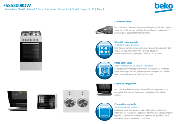 Product information | Beko FSS53000DW Cuisinière mixte Product fiche | Fixfr