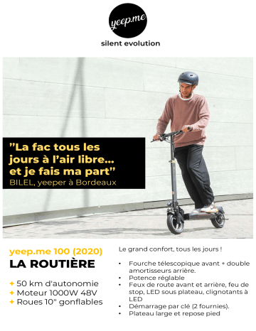 Product information | Yeep.Me 100 Trottinette électrique Product fiche | Fixfr