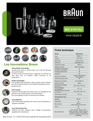 Product information | Braun MQ9187XLI Multi Quick 9 Mixeur Product fiche | Fixfr