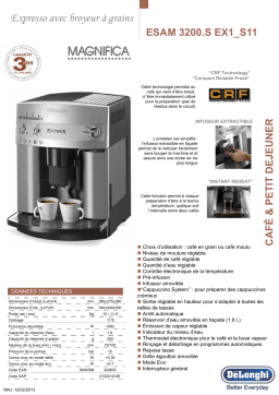 Delonghi Magnifica ESAM 3200.S EX:1 S11 Expresso broyeur Product fiche