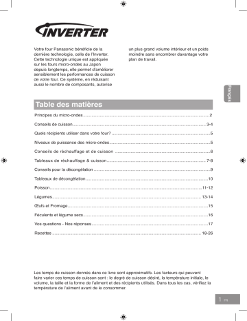 Manuel du propriétaire | Panasonic NN-ST45KWEPG Micro ondes Owner's Manual | Fixfr