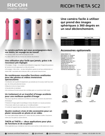 Theta SC2 Blanche | Product information | Ricoh Theta SC2 Bleu Caméra 360 Product fiche | Fixfr