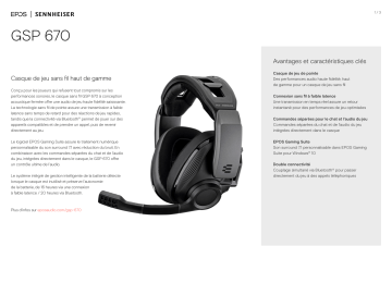 Product information | Epos Sennheiser GSP 670 Casque gamer Product fiche | Fixfr