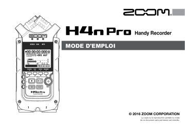 Manuel du propriétaire | Zoom H4NPRO 4 pistes portable Enregistreur audio Owner's Manual | Fixfr