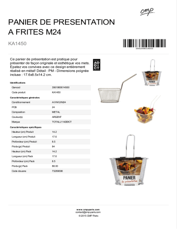 Product information | Totally Addict à frites carré Panier à frites Product fiche | Fixfr