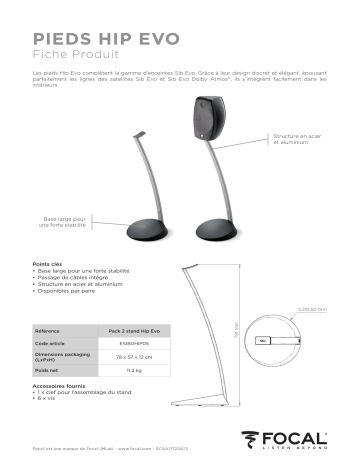 Product information | Focal PACK 2 STAND HIP EVO (paire) Pied d'enceinte Product fiche | Fixfr