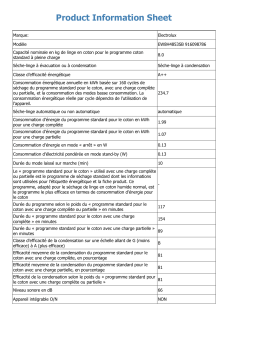 Electrolux EW8H4853SB Sèche linge pompe à chaleur Product fiche
