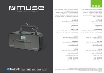 Product information | Muse M-22BT Radio CD Product fiche | Fixfr