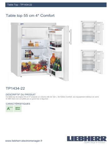 Product information | Liebherr TP1434-22 Réfrigérateur top Product fiche | Fixfr