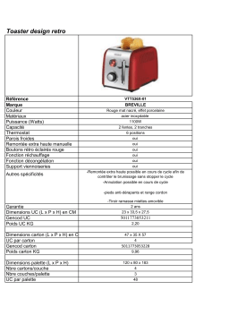 Breville VTT536X-01 OPULA 2 SLICE TOASTER MATT RE Grille-pain Product fiche
