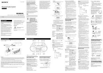 ZS-PS50 Noir | Manuel du propriétaire | Sony ZS-PS50 Blanc Radio CD Owner's Manual | Fixfr