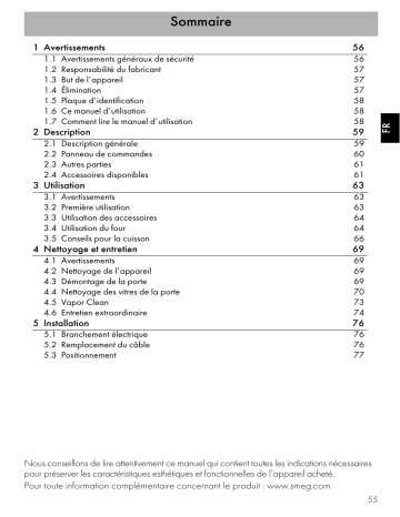 Manuel du propriétaire | Smeg SF6905X1 Four encastrable Owner's Manual | Fixfr