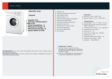 Product information | Electrolux EWC 1350 Lave linge compact Product fiche | Fixfr