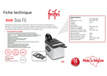 Product information | Frifri 3528 Gris Duofil 1kg Friteuse semi-professionnelle Product fiche | Fixfr