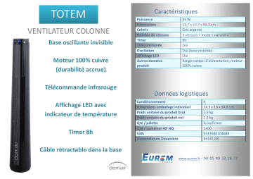 Product information | Domair TOTEM Ventilateur Product fiche | Fixfr
