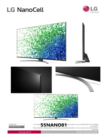 Product information | LG NanoCell 55NANO816 2021 TV LED Product fiche | Fixfr