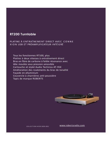 Product information | Roberts RT200 Platine vinyle Product fiche | Fixfr