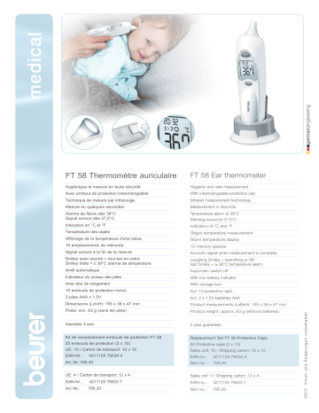 Product information | Beurer FT 58 Thermomètre Product fiche | Fixfr