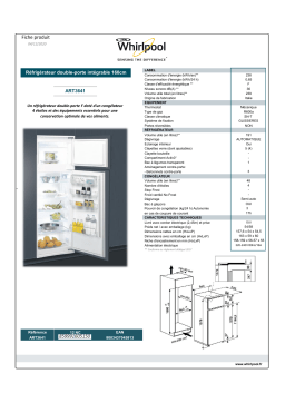 Whirlpool ART3641 Réfrigérateur 2 portes encastrable Product fiche