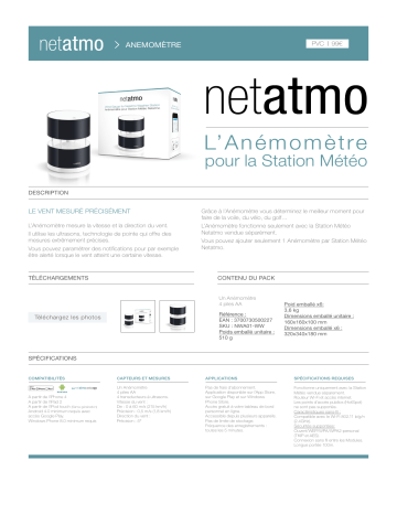 Product information | Netatmo pour la Station Météo Anémomètre Manuel utilisateur | Fixfr