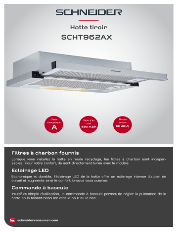 Product information | Schneider SCHT962AX Hotte tiroir Product fiche | Fixfr