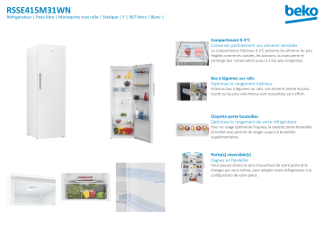 Product information | Beko RSSE415M31WN Réfrigérateur 1 porte Manuel utilisateur | Fixfr