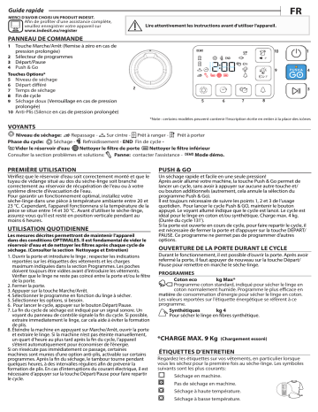 Manuel du propriétaire | Indesit YTM1192XFR Sèche linge pompe à chaleur Owner's Manual | Fixfr