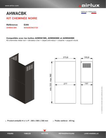 Manuel du propriétaire | Airlux AHWACBK Equipement hotte Owner's Manual | Fixfr