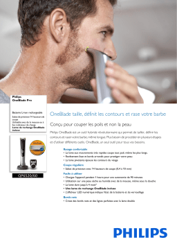 Philips OneBlade Pro QP6520/60 Tondeuse barbe Product fiche