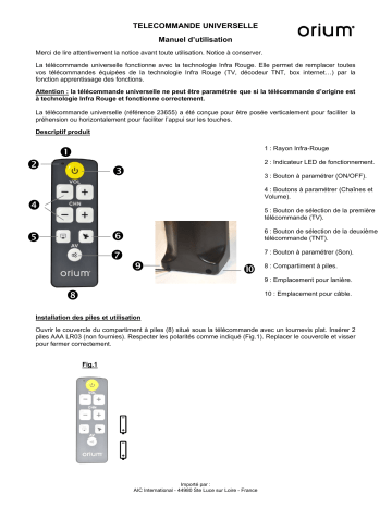 Manuel du propriétaire | Hestec universelle Verticalis Télécommande universelle Owner's Manual | Fixfr