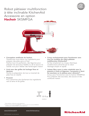 Product information | Kitchenaid 5KSMFGA Hachoir Hachoir Product fiche | Fixfr