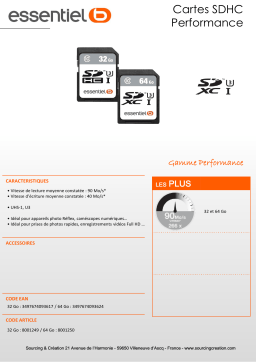 Essentielb 64Go SDXC Performances Carte SD Product fiche